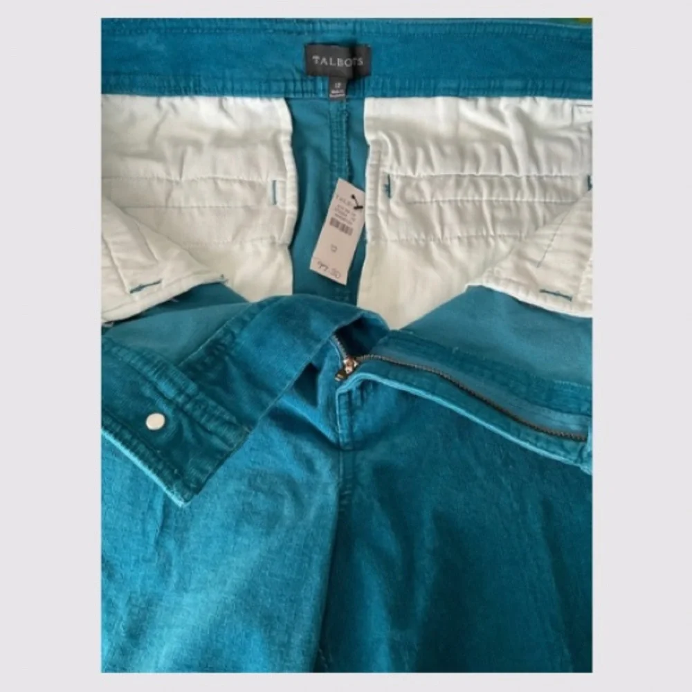 Talbots Boot-cut Corduroy Stretch Pants Teal Size 12 NWT - Picture 9 of 13